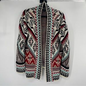 COCO + CARMEN S/M Open Front Aztec Cardigan Sweater